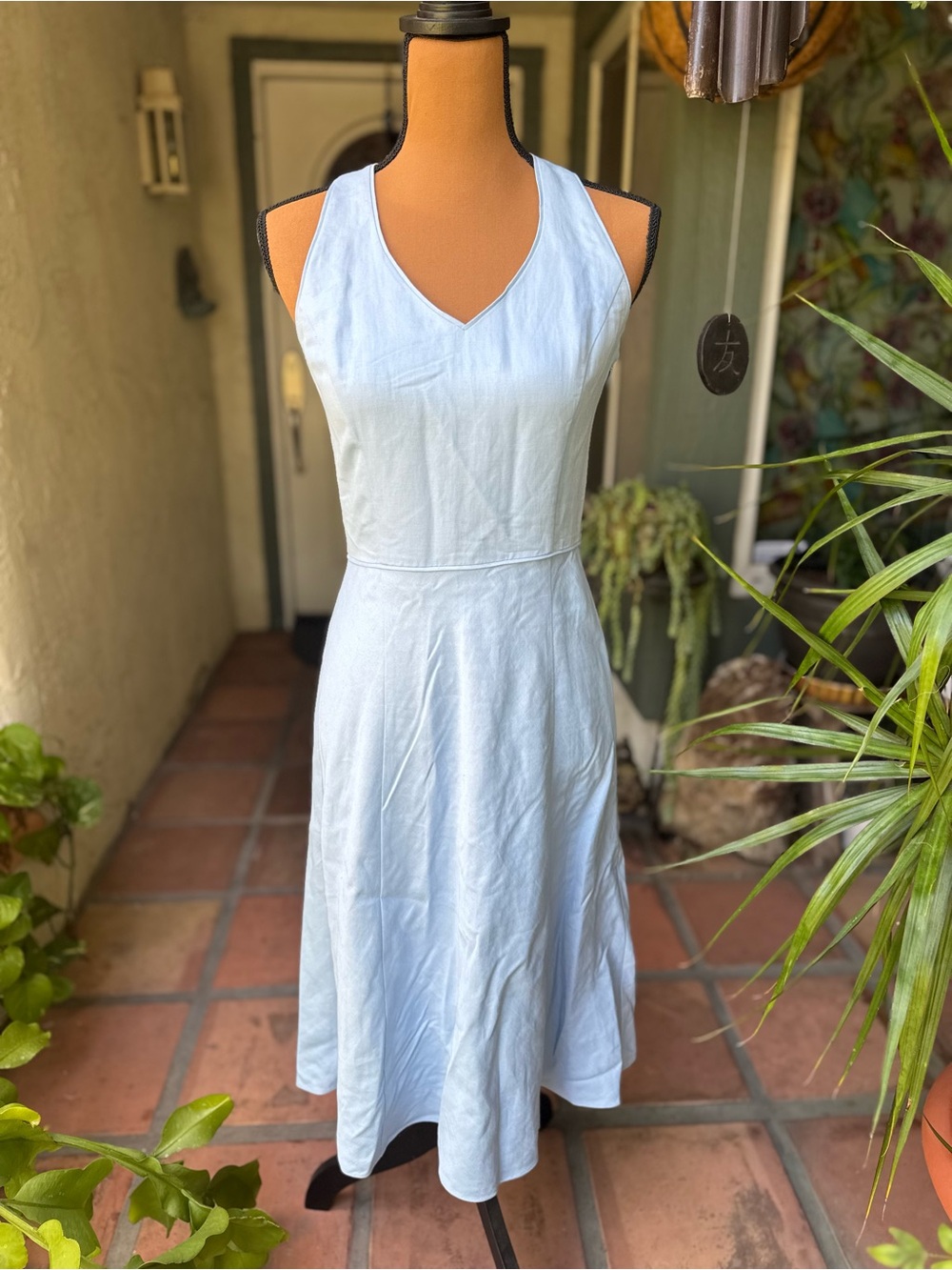 LOFT Light Blue V-Neck Sleeveless Midi Dress